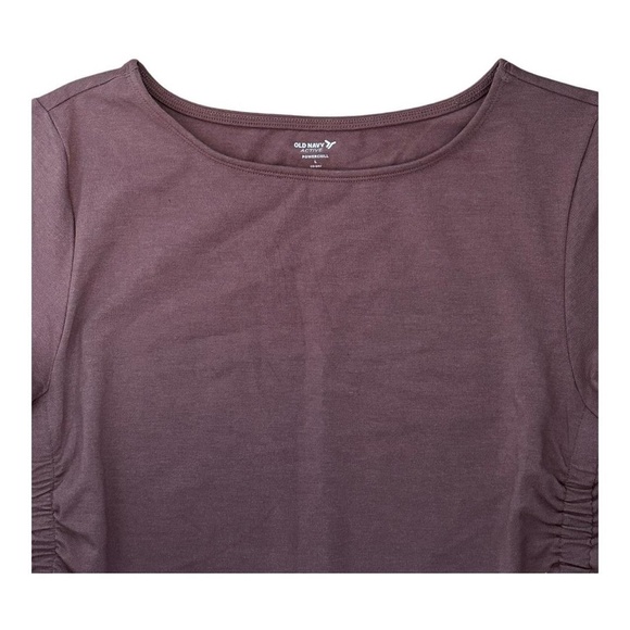 old navy brown cropped top with ruched sides - Picture 3 of 4